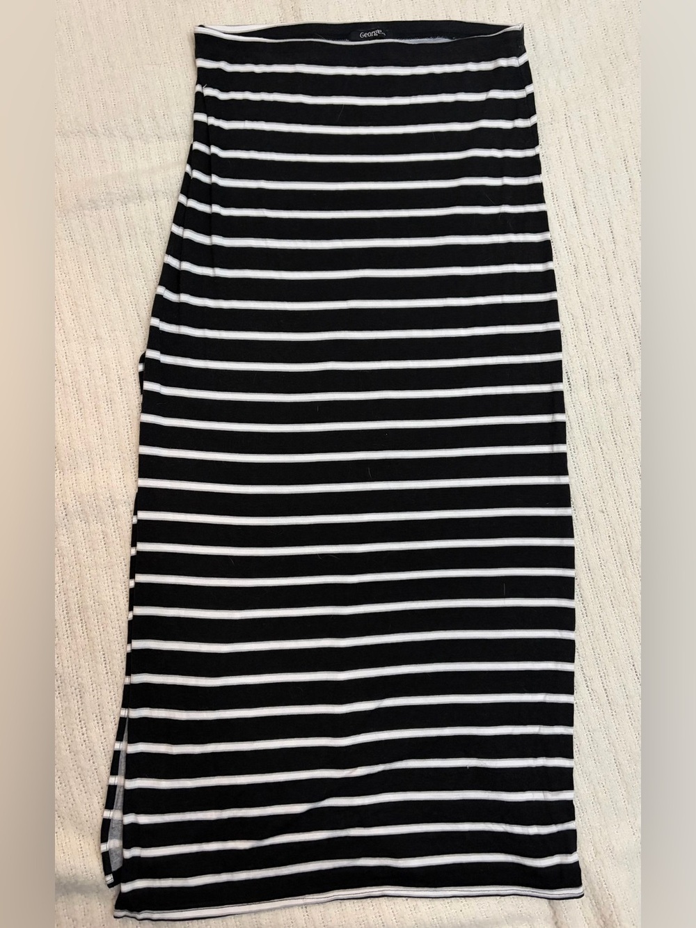 Black & White Striped Maxi Skirt